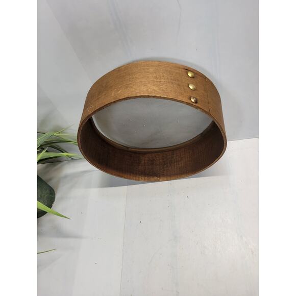 Vintage Round Bent Wood Sieve, Fine Screen, Farmhouse Decor 8-1/8" - Picture 3 of 4